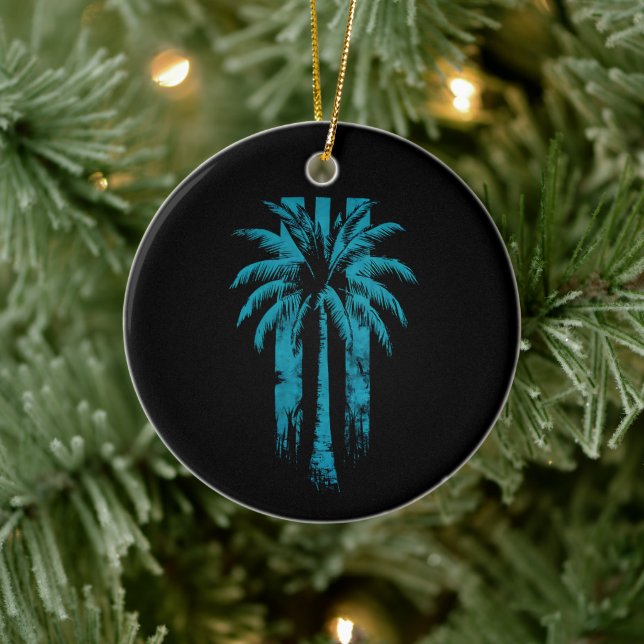 Hawaiian Beach Summer Tropical Vacation Palm Tree Keramik Ornament (Baum)