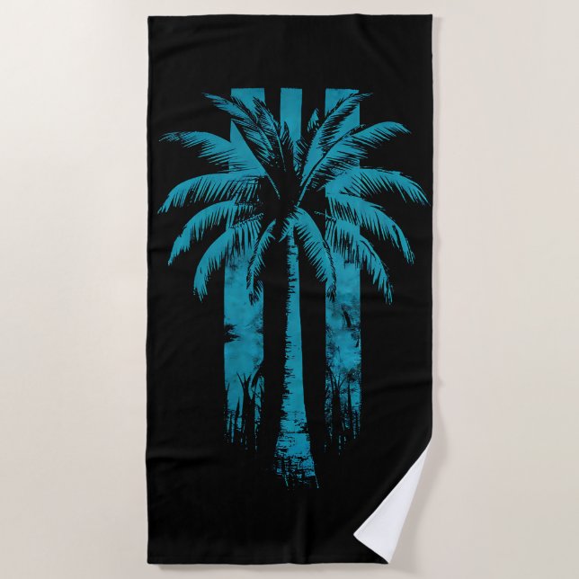 Hawaiian Beach Summer Tropical Vacation Palm Tree Strandtuch (Vorderseite)