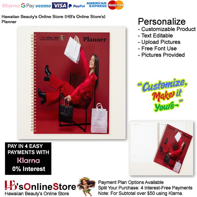 Hawaiian Beauty's Online Store (HB's Online Store) Planer (Hawaiian Beauty's Online Store's (HB's Online Store) Planner.)