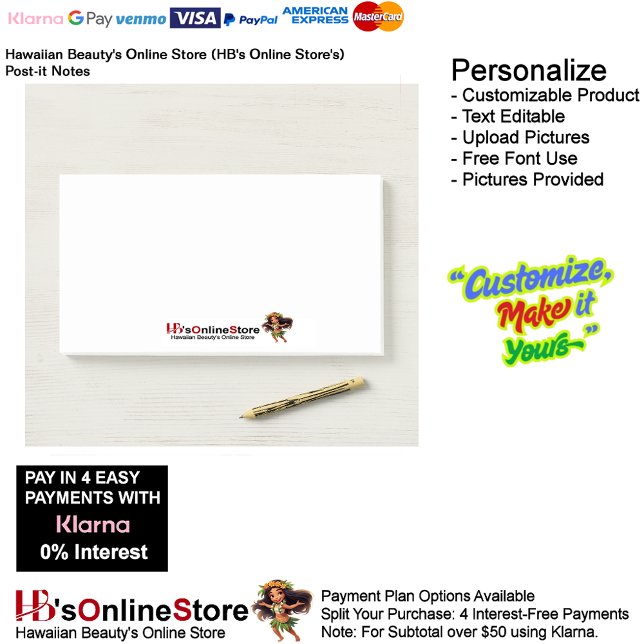 Hawaiian Beauty's Online Store (HB's Online Store) Post-it Klebezettel (Hawaiian Beauty's Online Store (HB's Online Store) Post-It Notes.)