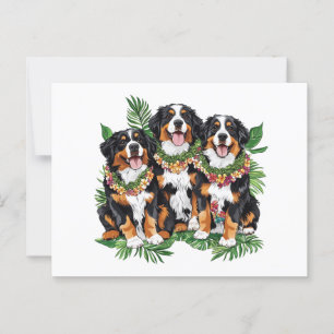 Hawaiian Bernese Mountain Hunde Blume Lei Postkarte