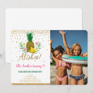 Hawaiian Birthday Kids Foto Einladung
