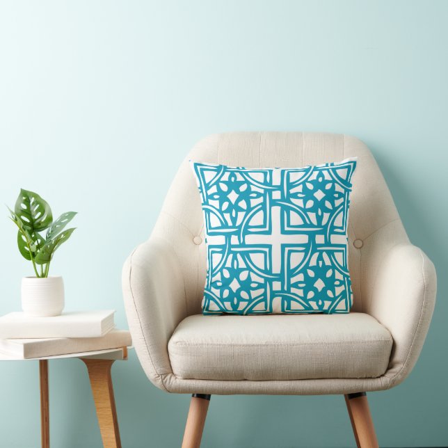 Hawaiian Blau und Weiß Geometric Design Pillow Kissen (Stuhl )