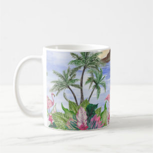 Hawaiian Bliss: tropisches Wasserfarbenmuster Kaffeetasse
