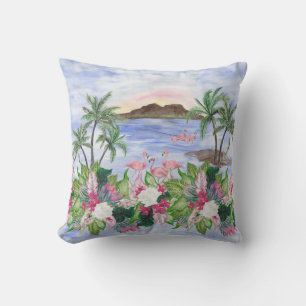 Hawaiian Bliss: tropisches Wasserfarbenmuster Kissen