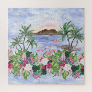 Hawaiian Bliss: tropisches Wasserfarbenmuster Puzzle