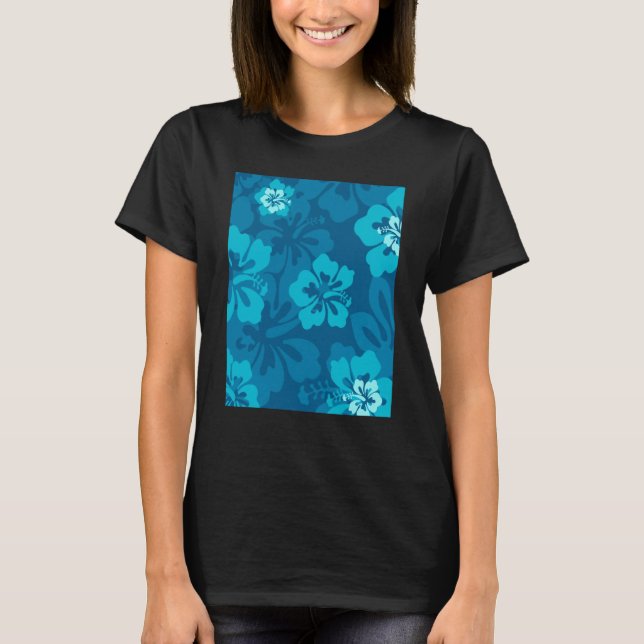 Hawaiian Blue Hibiscus Flower Tropical Floral T-Shirt (Vorderseite)