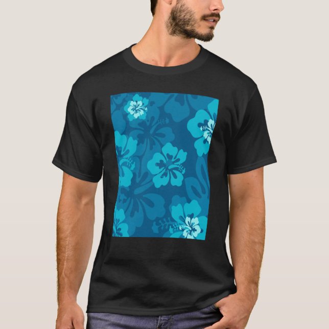 Hawaiian Blue Hibiscus Flower Tropical Floral T-Shirt (Vorderseite)