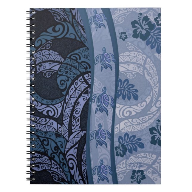 Hawaiian Blue Tapa und Honu Notebook Notizblock (Vorderseite)