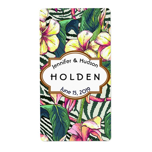 Hawaiian Bold Plumeria Floral Wedding Custom Wine (Vorne)