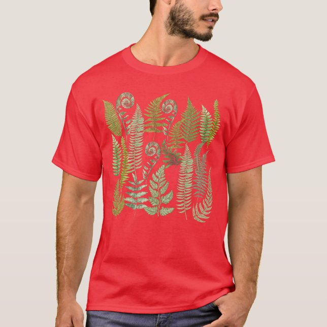 Hawaiian Botanical Fern Leaf Green Plants Botany E T-Shirt (Vorderseite)