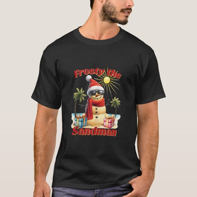 Hawaiian Christmas Frosty the Sandman Beach Holida T-Shirt (Vorderseite)
