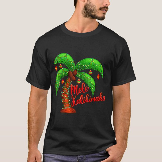 Hawaiian Christmas Mele Kalikimaka Coconut Tree  T-Shirt (Vorderseite)