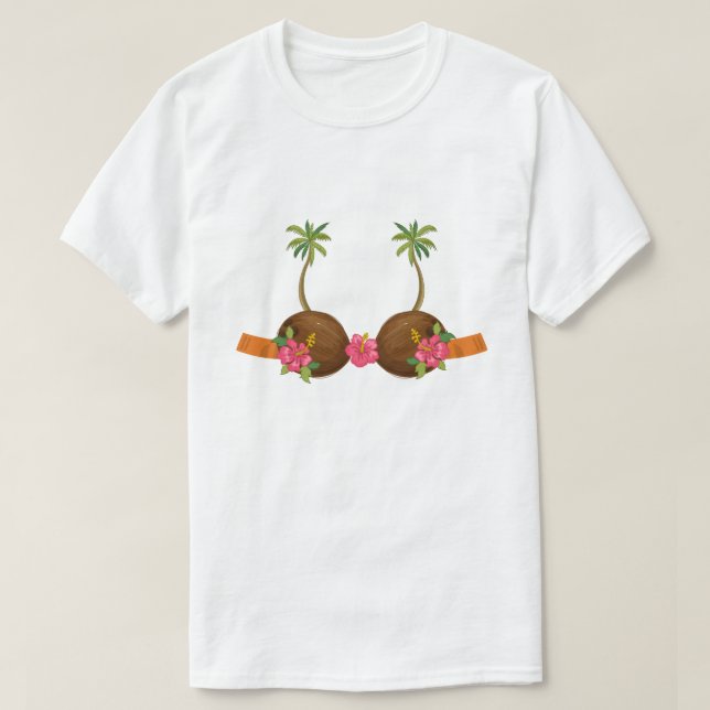 Hawaiian Coconut Bra Shirt Cool Halloween Blume (Design vorne)