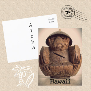 Hawaiian Coconut Monkey Bank Retro Kitsch Postkarte