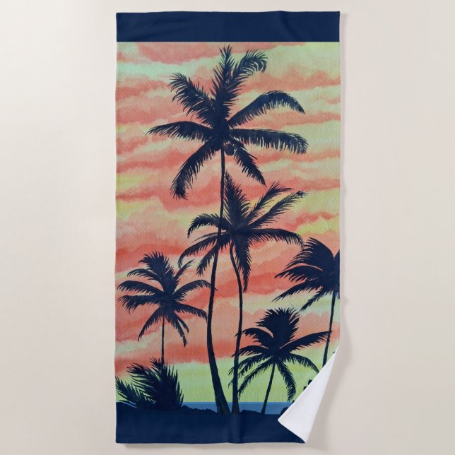 Hawaiian Coconut Palms Strandtuch (Vorderseite)
