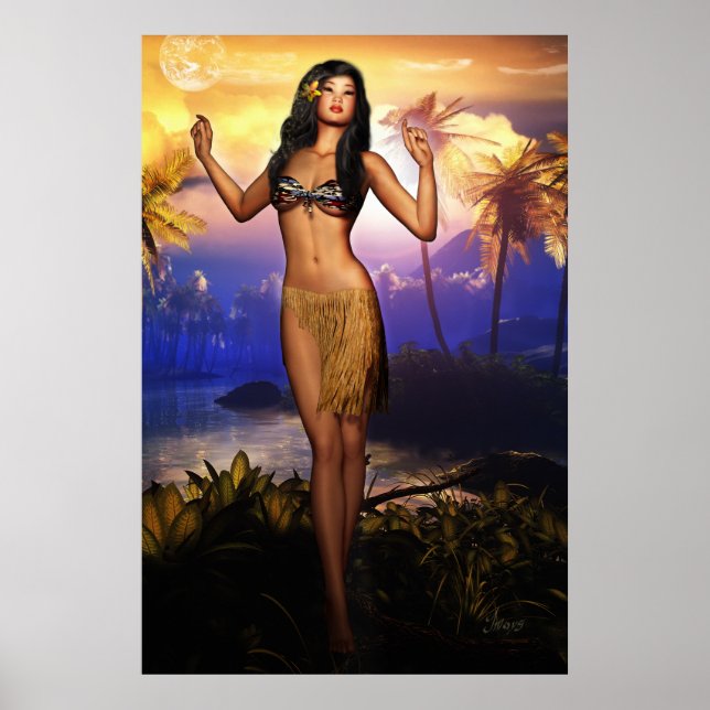 Hawaiian Dancer Sunrise Poster (Vorne)
