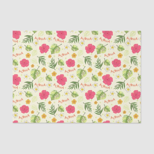 Hawaiian Decoupage Tropical Floral Aloha Birthday Seidenpapier (Vorderseite)
