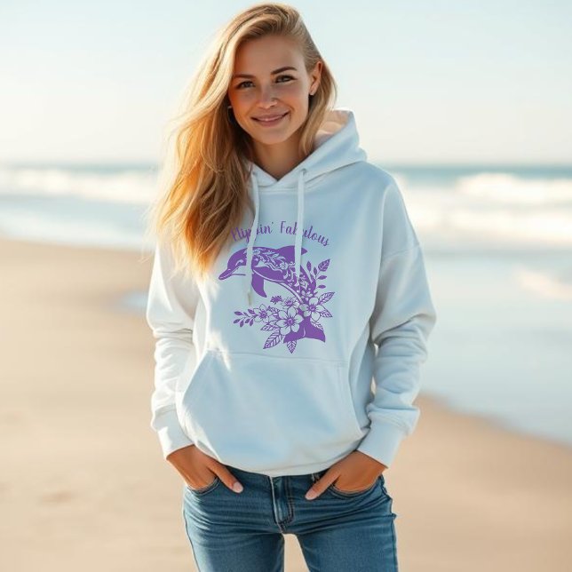Hawaiian Dolphin Flippin’ Fabelhaftes Hoodie (Hawaiian Dolphin Tropical Flowers, Fisherman Trending Fashion, Islander, Summer, Beach, Women Hoodie)