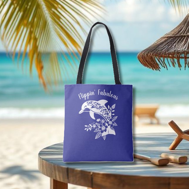 Hawaiian Dolphin-Flippin' Fabulous-Blue (Hawaiian Dolphin, Flippin Fabulous, Islander Summer, Beach, Fisherman Trend, Blue Tote)