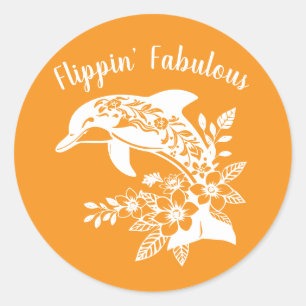 Hawaiian Dolphin Flippin Fabulous-Orange Runder Aufkleber