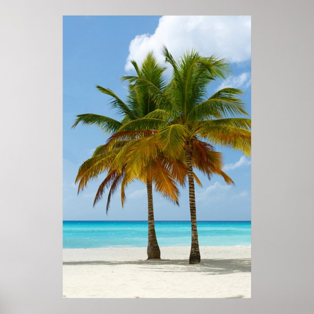 Hawaiian Exotic Beach Palm Trees Poster (Vorne)