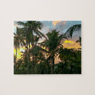 Hawaiian Exotic Beach Palm Trees Sunset Puzzle