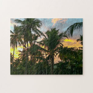 Hawaiian Exotic Beach Palm Trees Sunset Puzzle