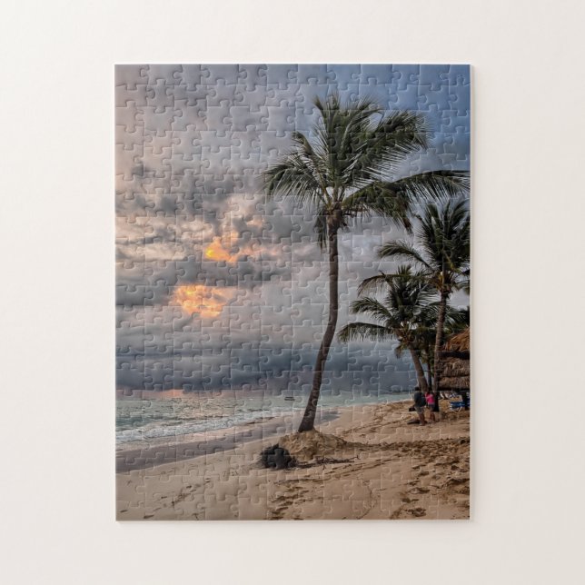 Hawaiian Exotic Beach Palmen & Sunrise Puzzle (Vertikal)