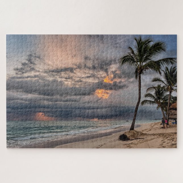 Hawaiian Exotic Beach Palmen & Sunrise Puzzle (Horizontal)