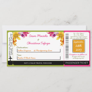 Hawaiian Exotic Boarding Pass Hochzeit Einladung