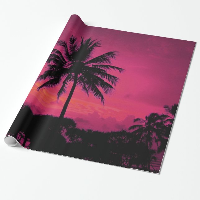 Hawaiian Exotic Palm Tree Silhouette Geschenkpapier (Ungerollt)