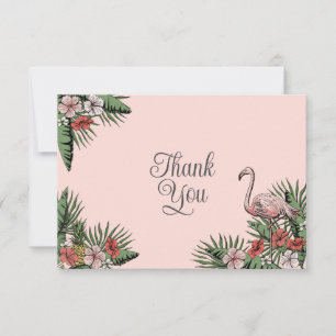 Hawaiian Flamingo & Hibiskus Blush Pink Vielen Dan Dankeskarte