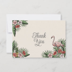 Hawaiian Flamingo & Hibiskus Ivory Vielen Dank Dankeskarte