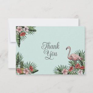 Hawaiian Flamingo & Hibiskus Turquoise Vielen Dank Dankeskarte