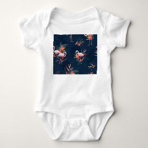 Hawaiian Flamingo: Tropisches Vintages Kunstwerk Baby Strampler