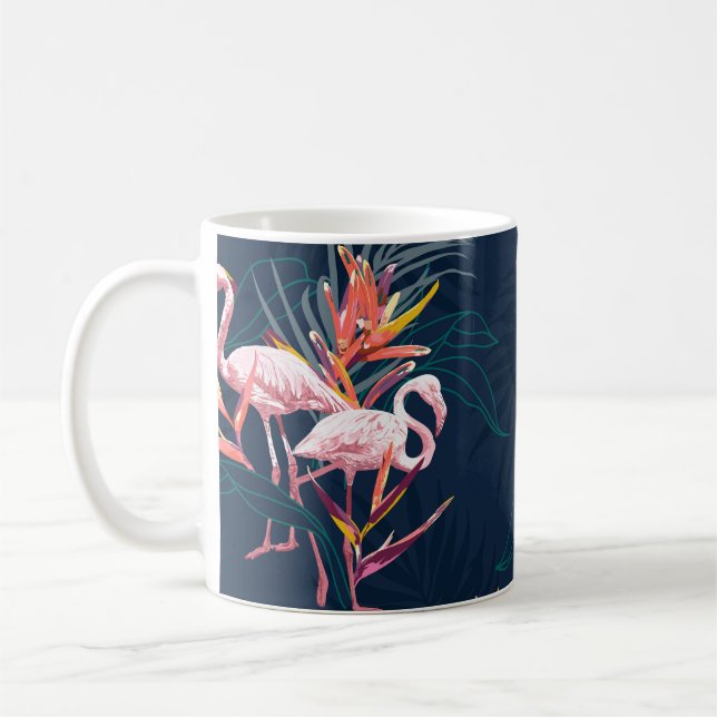 Hawaiian Flamingo: Tropisches Vintages Kunstwerk Kaffeetasse (Links)