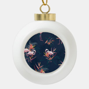 Hawaiian Flamingo: Tropisches Vintages Kunstwerk Keramik Kugel-Ornament
