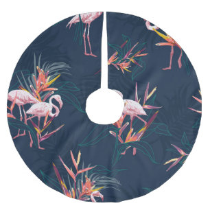 Hawaiian Flamingo: Tropisches Vintages Kunstwerk Polyester Weihnachtsbaumdecke