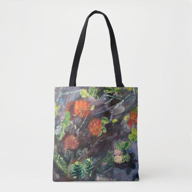 Hawaiian flora black and red Tote (Vorderseite)