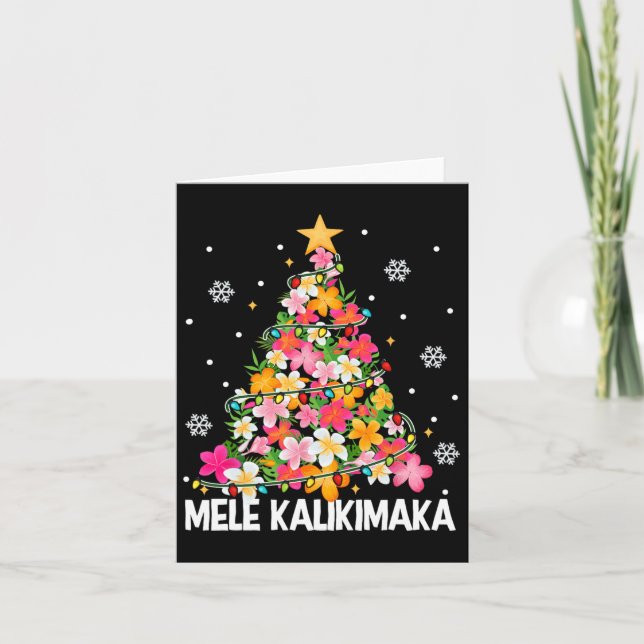 Hawaiian Floral Christmas Tree Mele Kalikimaka Tro Karte (Vorderseite)