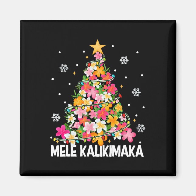 Hawaiian Floral Christmas Tree Mele Kalikimaka Tro Magnet (Vorne)
