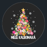 Hawaiian Floral Christmas Tree Mele Kalikimaka Tro Runder Aufkleber<br><div class="desc">Hawaiian Floral Weihnachtsbaum Mele Kalikimaka Tropical Xmas</div>