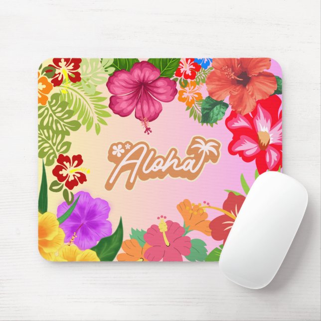 Hawaiian Floral Desk Accessory Mousepad (Mit Mouse)
