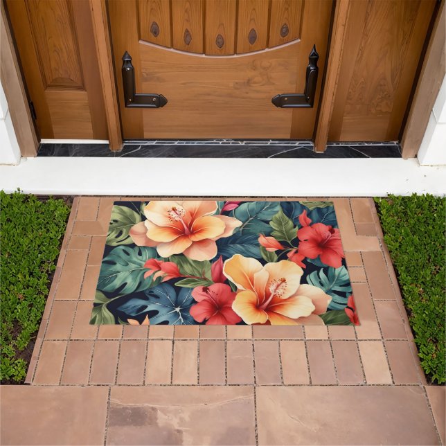Hawaiian Floral Doormat - Hibiskus Blume Fußmatte (Außenbereich)