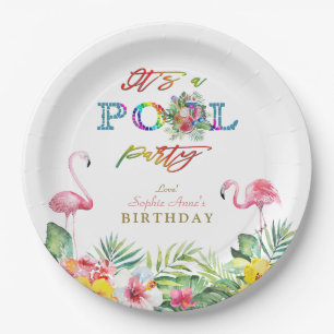 Hawaiian Floral Frucht Birds Pool Geburtstag Pappteller