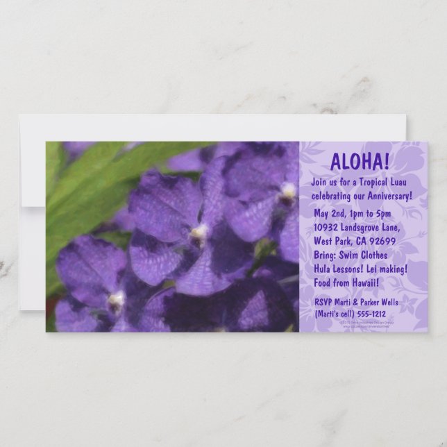 Hawaiian Floral Luau Einladungen (Vorderseite)