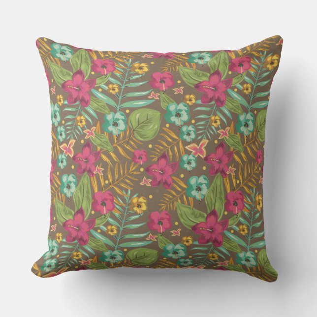"Hawaiian Floral Outdoor Pillow" Kissen Für Draußen (Vorderseite)