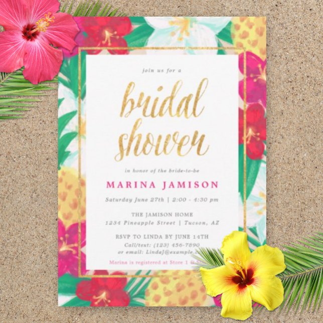 Hawaiian Floral Tropical Bridal Shower Einladungen (Bridal Shower Wedding Invitation)