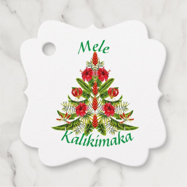Hawaiian Floral Weihnachtsbaum Geschenk Tag Geschenkanhänger (Vorderseite)